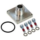 FITTING, DRY SUMP, SQUARE BASE, -8AN MALE, 4-BOLT SQUARE FLANGE
