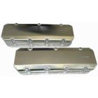VALVE COVERS, BBC, 3.875 IN. TALL, POCKETS ON EXHAUST & TUBES ON INTAKE, FABRICATED ALUMINUM