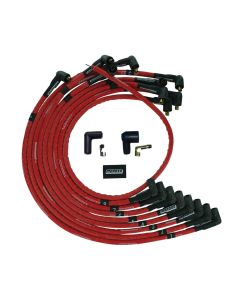 WIRE SET MOROSO ULTRA RED SLEEVED SBC OVC 90DEG PLUG NON-HEI RED WIRE
