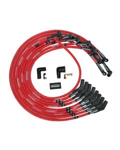 WIRE SET MOROSO ULTRA SLEEVED RED SBC UNDER THE HEADER 135 DEG PLUG BOOTS HEI