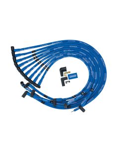 WIRE SET, SPIRAL CORE, SLEEVED, SBC, HEI, BLUE, 90 DEGREE