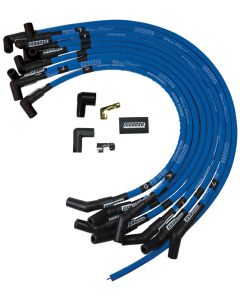 WIRE SET, SPIRAL CORE, SLEEVED, FORD 289-302, HEI, BLUE, 135 DEGREE