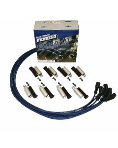 IGNITION WIRE SET, ULTRA 40, UNIVERSAL, UNSLEEVED, GM LS, ALUMINUM SHIELDED, BLUE