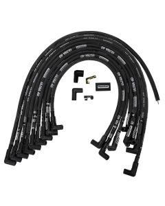 IGNITION WIRE SET, ULTRA 40, SLEEVED, BBC HEI CRAB CAP, 90 DEGREE, BLACK