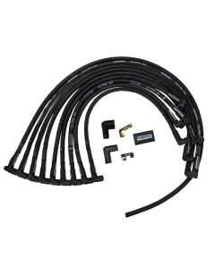 IGNITION WIRE SET,ULTRA 40,SLEEVED, SBC, JESEL FRONT DRIVE DISTRIBUTOR, 90 DEGREE, BLACK