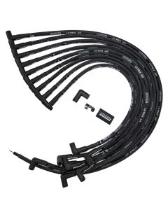 IGNITION WIRE SET,ULTRA 40,SLEEVED, BBC, JESEL FRONT DRIVE DISRIBUTOR, 90 DEGREE, BLACK
