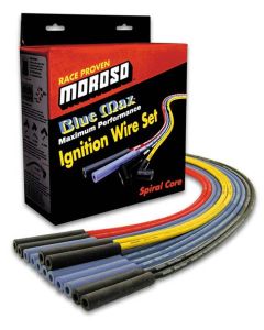 IGNITION WIRE SET, SPIRAL CORE, SLEEVED, SBC, HEI, BLUE, 90 DEGREE