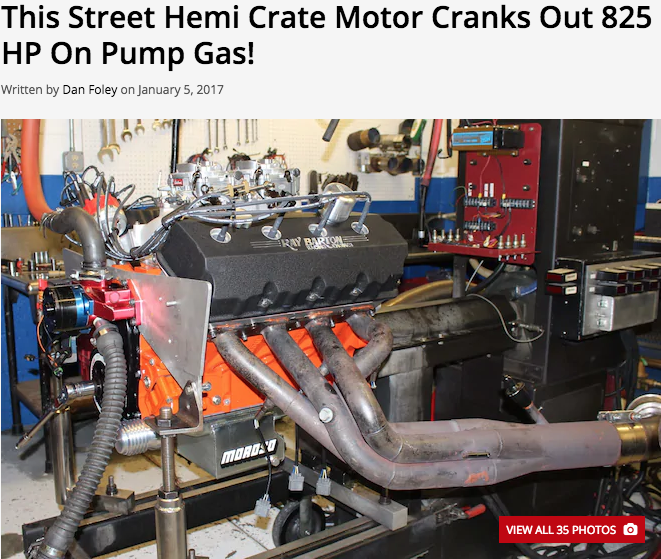 This Street Hemi Crate Motor Cranks out 825 hp on Pump Gas!