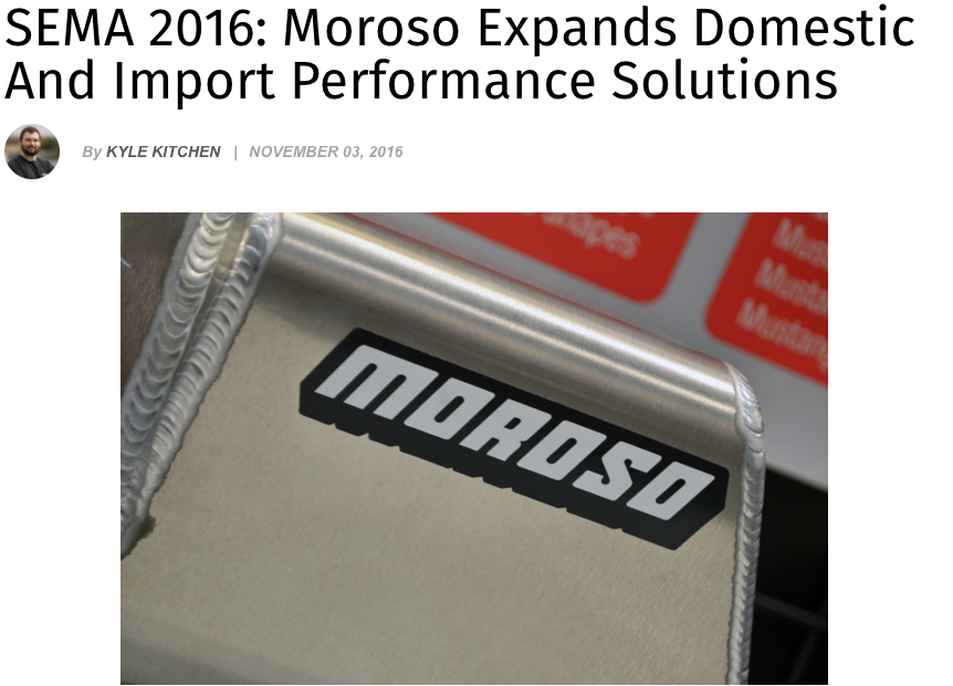 SEMA 2016: Moroso expands Domestic and Import Performance Solutions