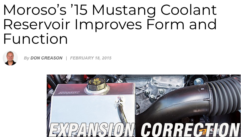 Moroso's '15 mustang coolant reservoir improves form and function