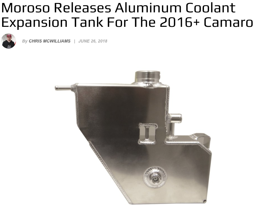 LSX Magazine: "Moroso Releases Aluminum Coolant Expansion Tank for 2016 Camaro", Featured Article!
