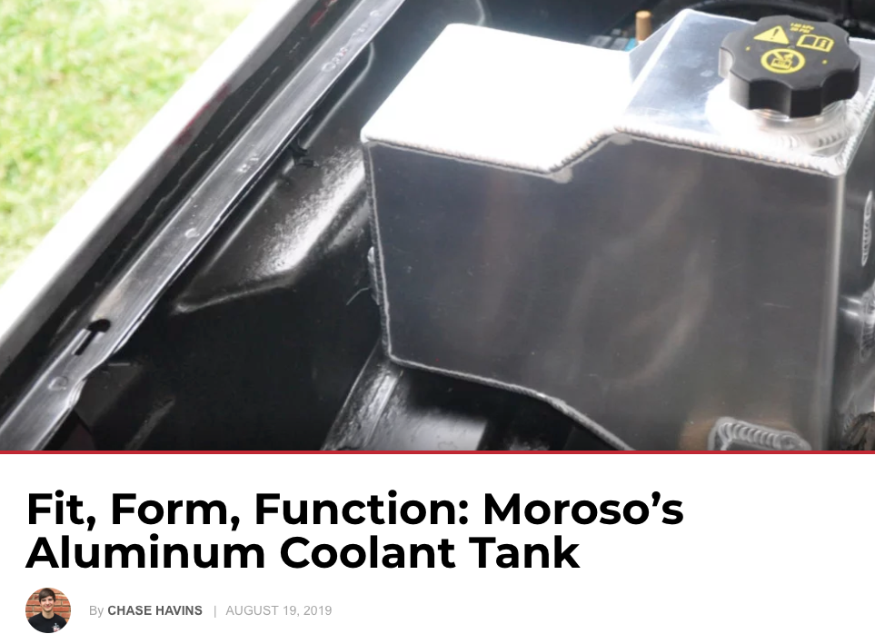Power & Performance Magazine: "Fit, Form, Function: Moroso's Aluminum Coolant Tank"