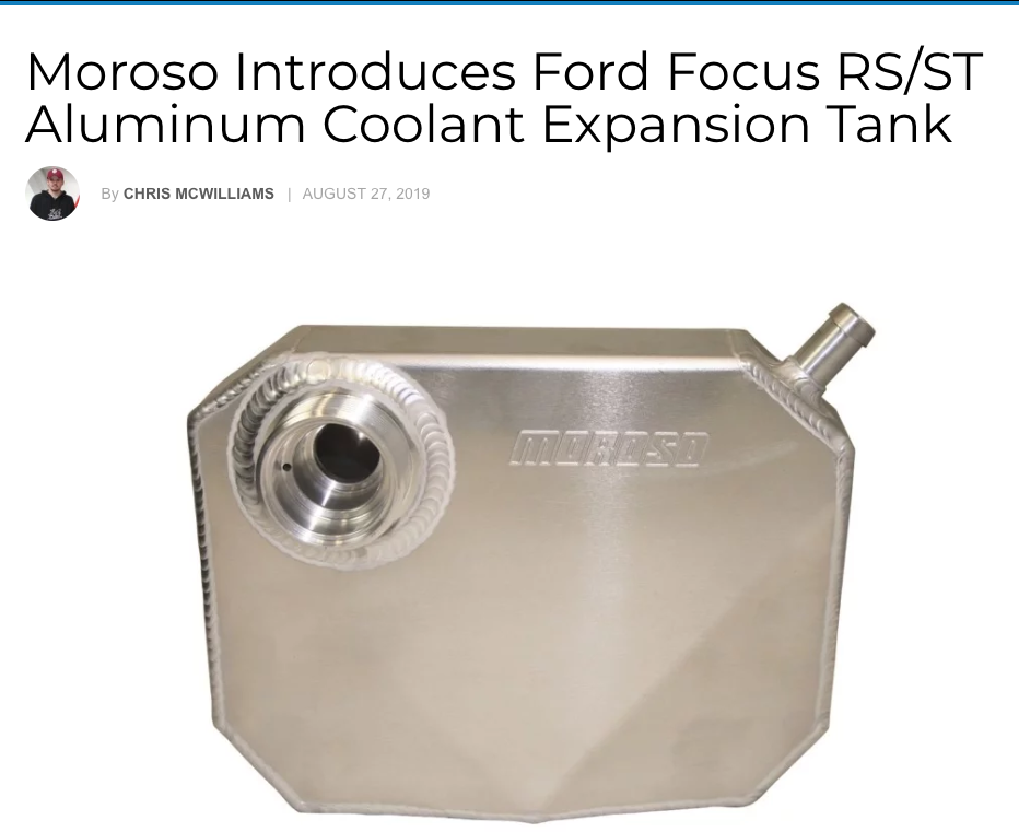 Ford NXT: "Moroso Introduces Ford Focus RS/ST Aluminum Coolant Expansion Tank"