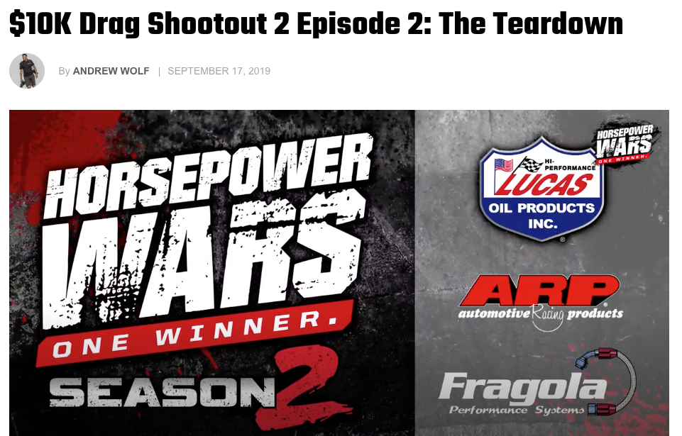 Horsepower Wars- $10k Drag Shootout 2 Episode 2: the Teardown