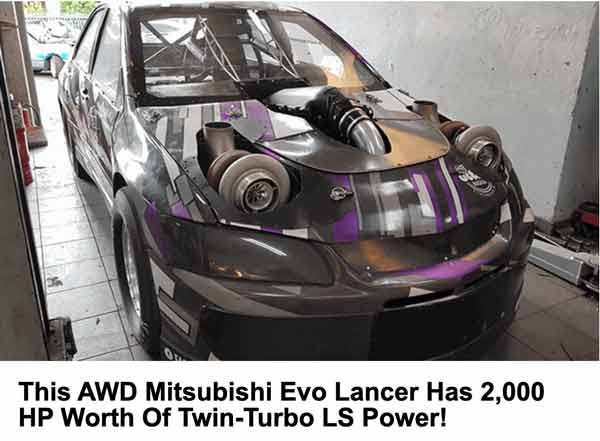 Dragzine: Featured Article! "This AWD Mitsubishi Evo Lancer Has 2,000 HP Worth Of Twin-Turbo LS Power!"